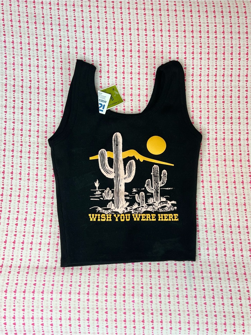 Black Graphic Crop Top